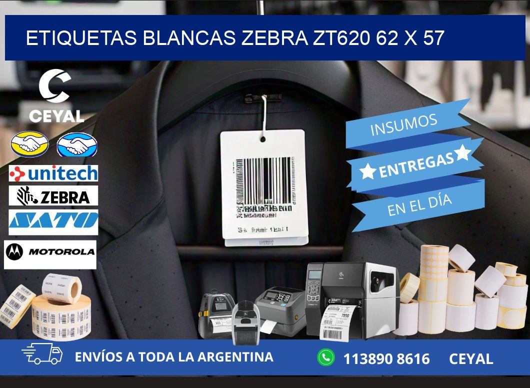 ETIQUETAS BLANCAS ZEBRA ZT620 62 x 57