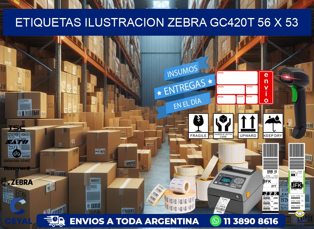 ETIQUETAS ILUSTRACION ZEBRA GC420T 56 x 53