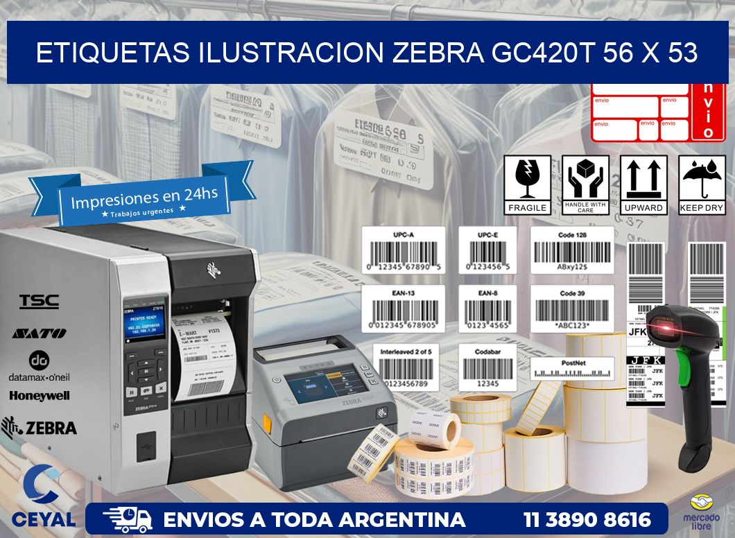 ETIQUETAS ILUSTRACION ZEBRA GC420T 56 x 53