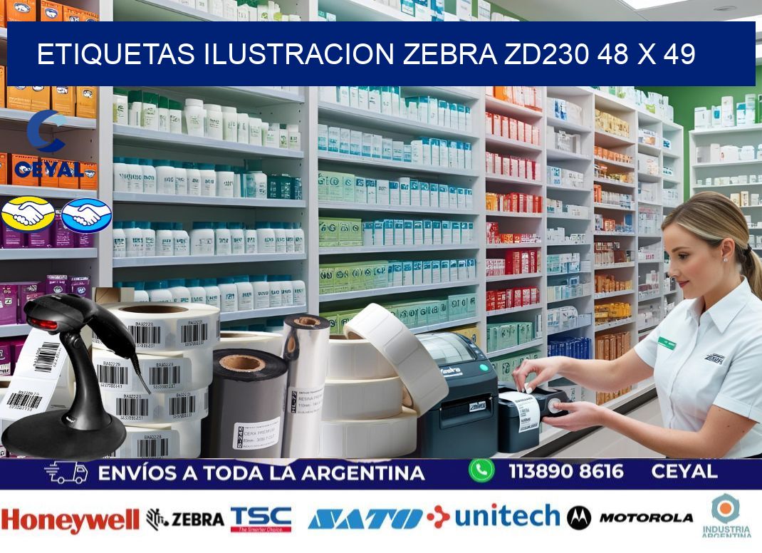 ETIQUETAS ILUSTRACION ZEBRA ZD230 48 x 49