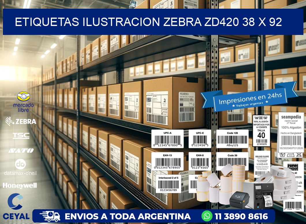 ETIQUETAS ILUSTRACION ZEBRA ZD420 38 x 92