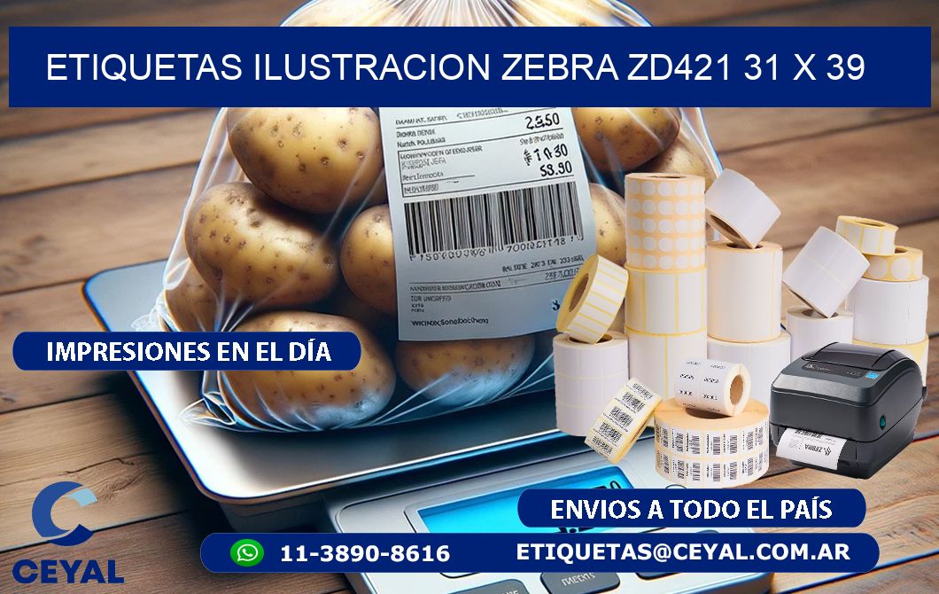 ETIQUETAS ILUSTRACION ZEBRA ZD421 31 x 39