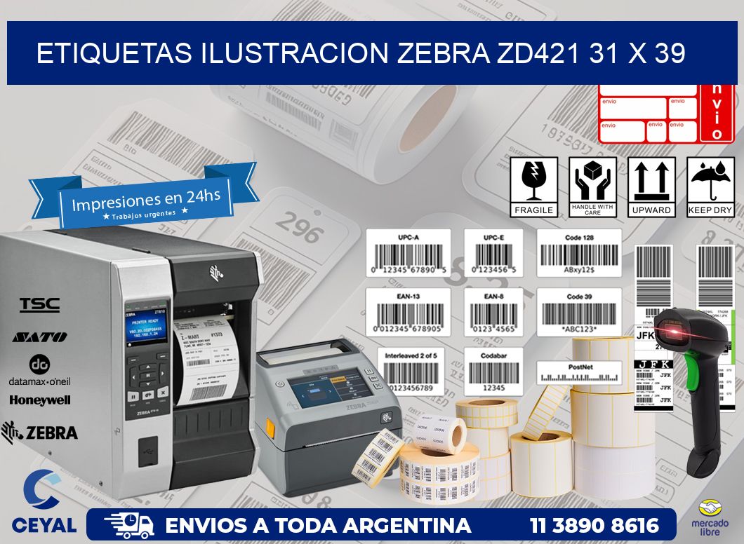 ETIQUETAS ILUSTRACION ZEBRA ZD421 31 x 39