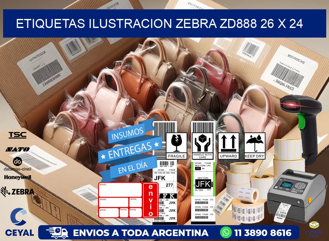 ETIQUETAS ILUSTRACION ZEBRA ZD888 26 x 24