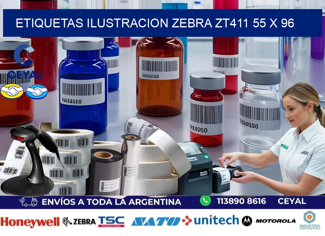 ETIQUETAS ILUSTRACION ZEBRA ZT411 55 x 96