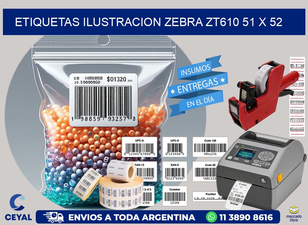 ETIQUETAS ILUSTRACION ZEBRA ZT610 51 x 52