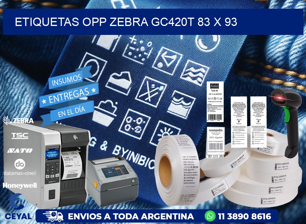 ETIQUETAS OPP ZEBRA GC420T 83 x 93
