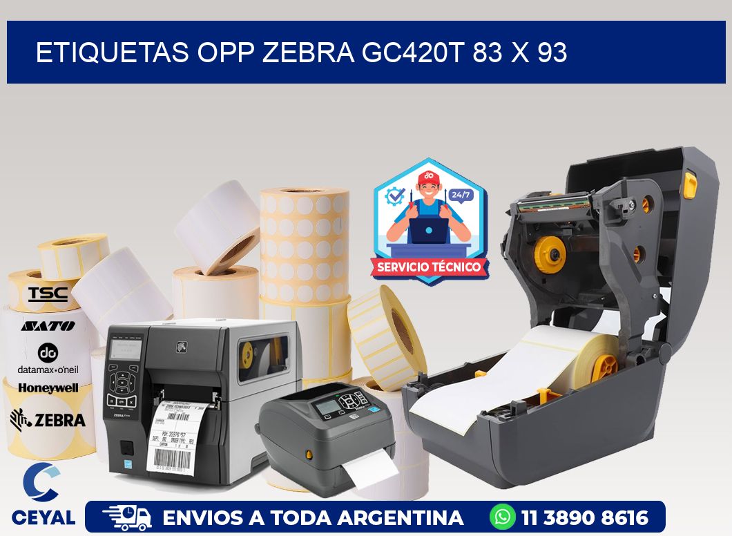 ETIQUETAS OPP ZEBRA GC420T 83 x 93