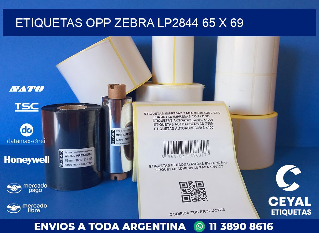 ETIQUETAS OPP ZEBRA LP2844 65 x 69
