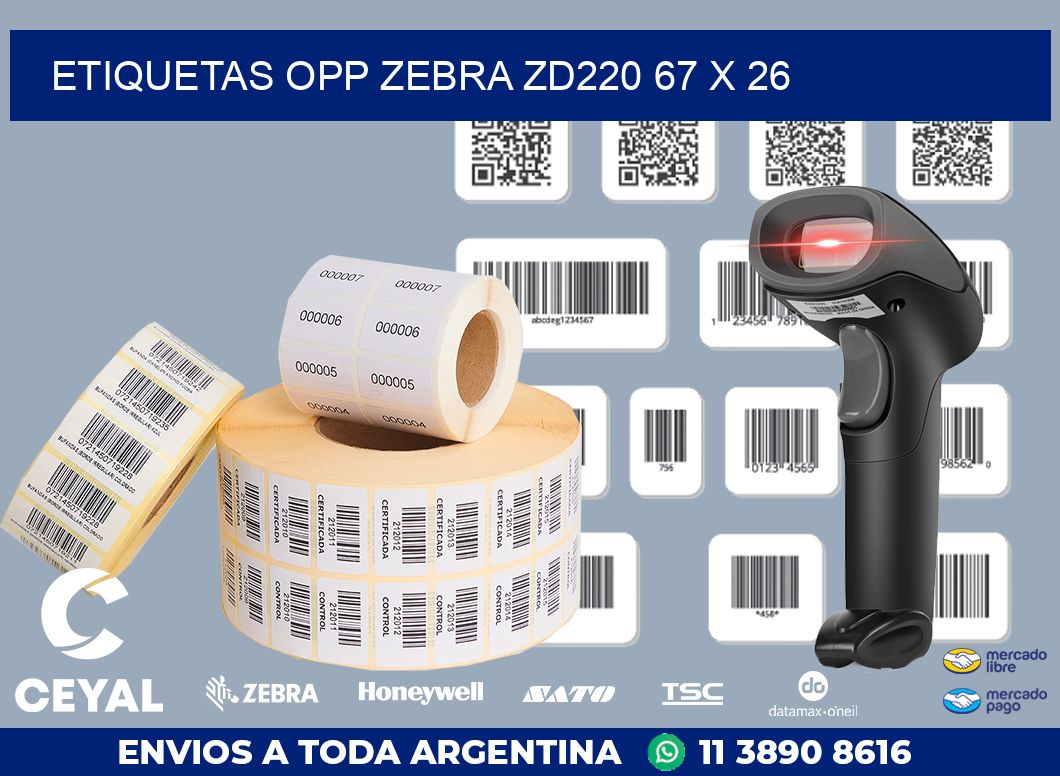 ETIQUETAS OPP ZEBRA ZD220 67 x 26
