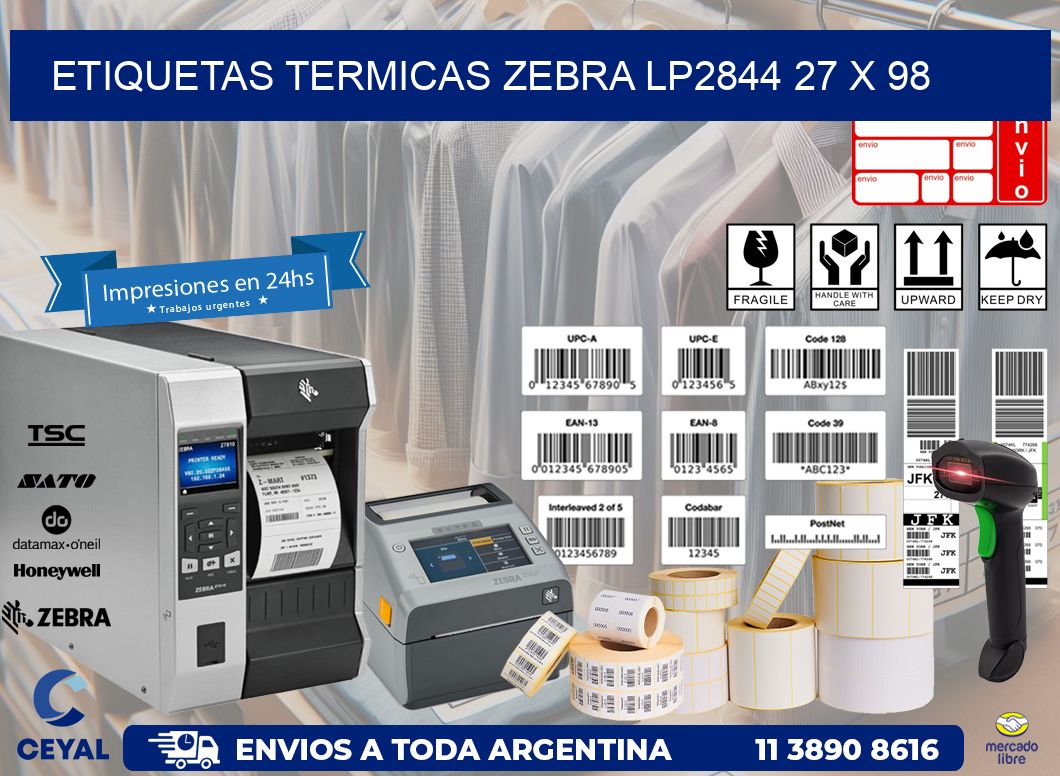 ETIQUETAS TERMICAS ZEBRA LP2844 27 x 98