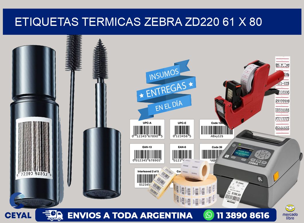 ETIQUETAS TERMICAS ZEBRA ZD220 61 x 80