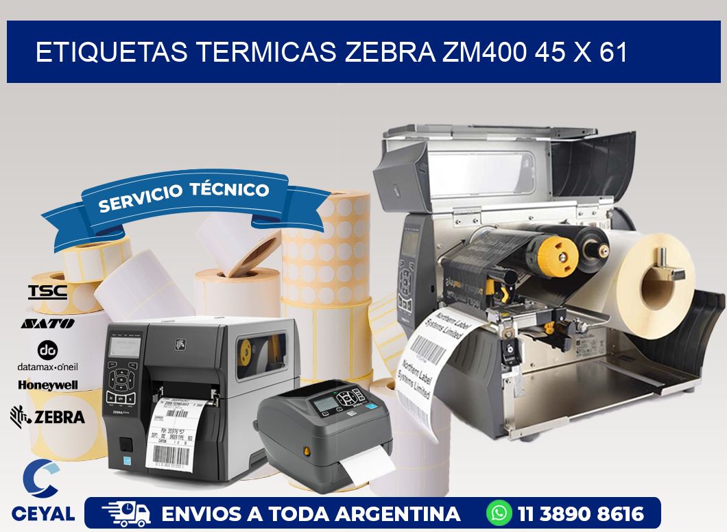 ETIQUETAS TERMICAS ZEBRA ZM400 45 x 61