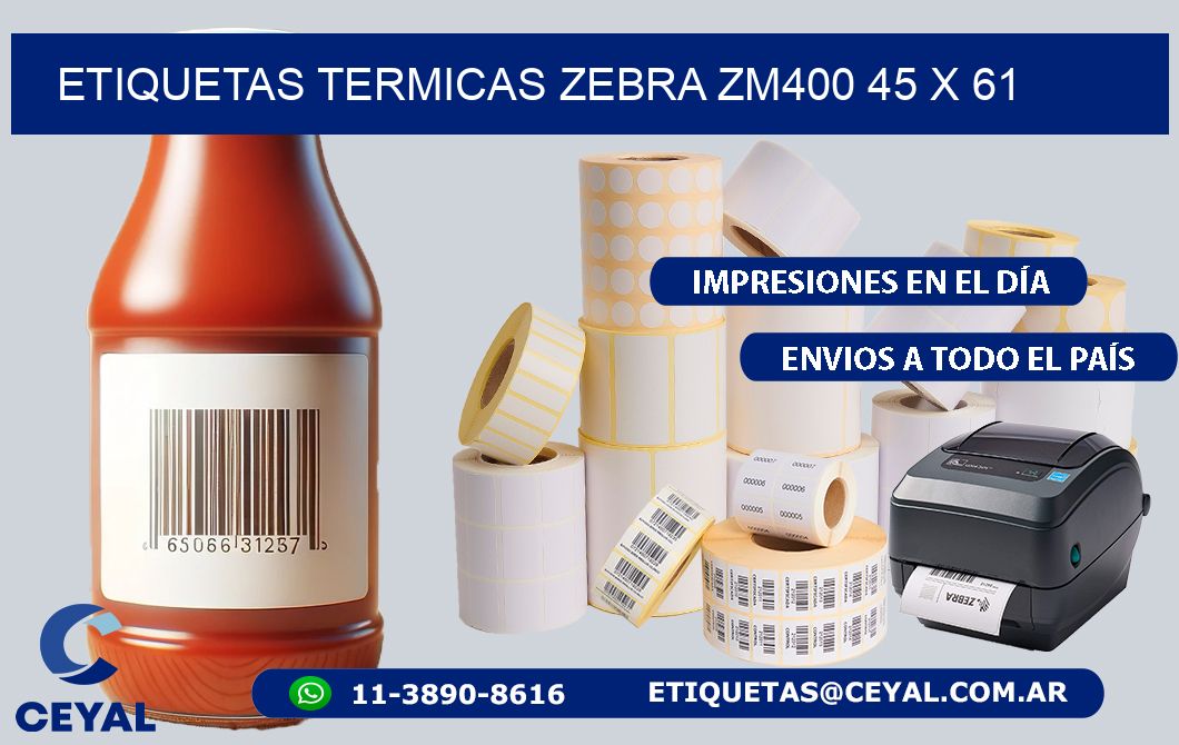 ETIQUETAS TERMICAS ZEBRA ZM400 45 x 61