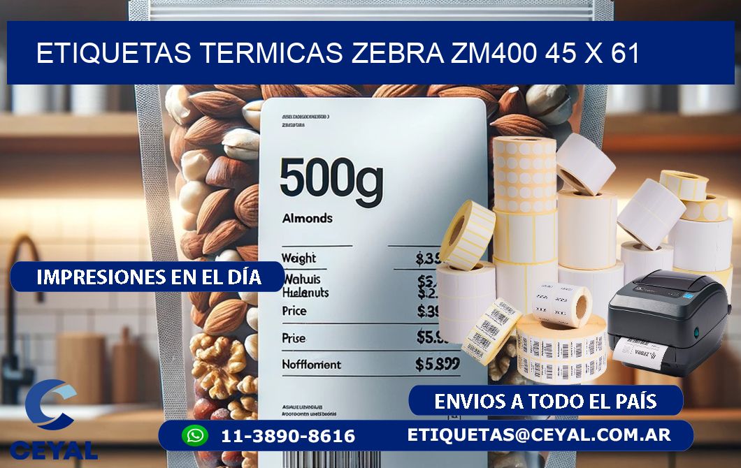 ETIQUETAS TERMICAS ZEBRA ZM400 45 x 61