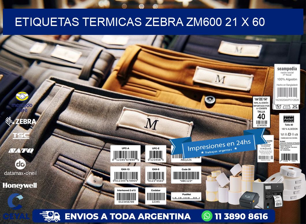 ETIQUETAS TERMICAS ZEBRA ZM600 21 x 60