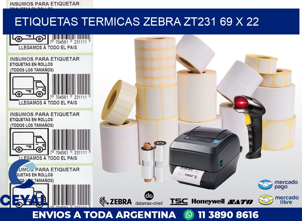 ETIQUETAS TERMICAS ZEBRA ZT231 69 x 22