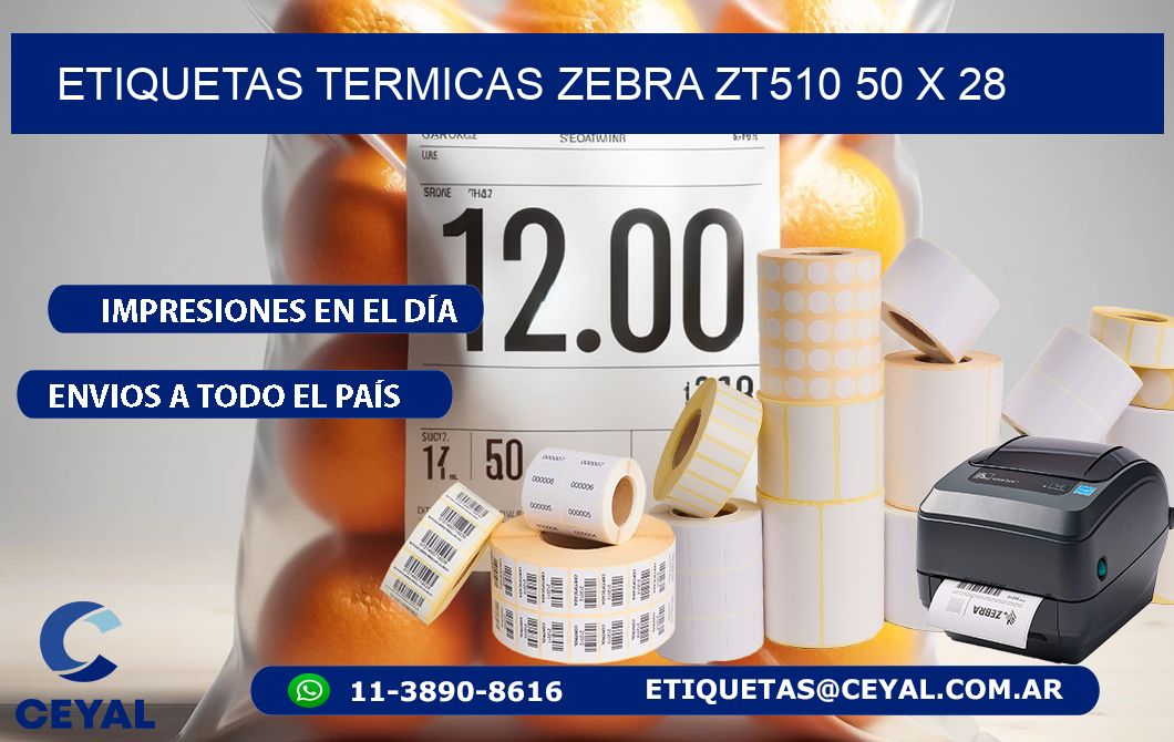 ETIQUETAS TERMICAS ZEBRA ZT510 50 x 28