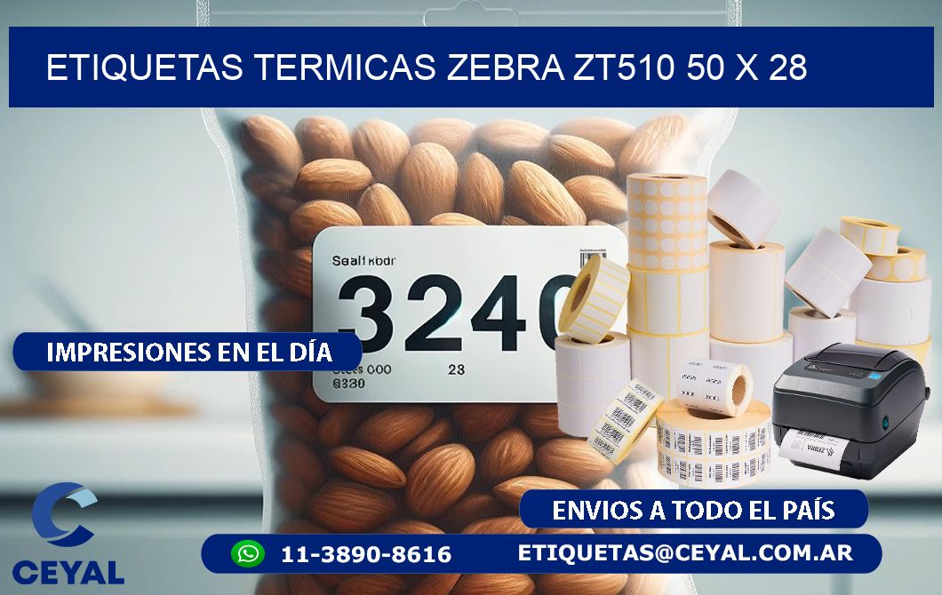 ETIQUETAS TERMICAS ZEBRA ZT510 50 x 28