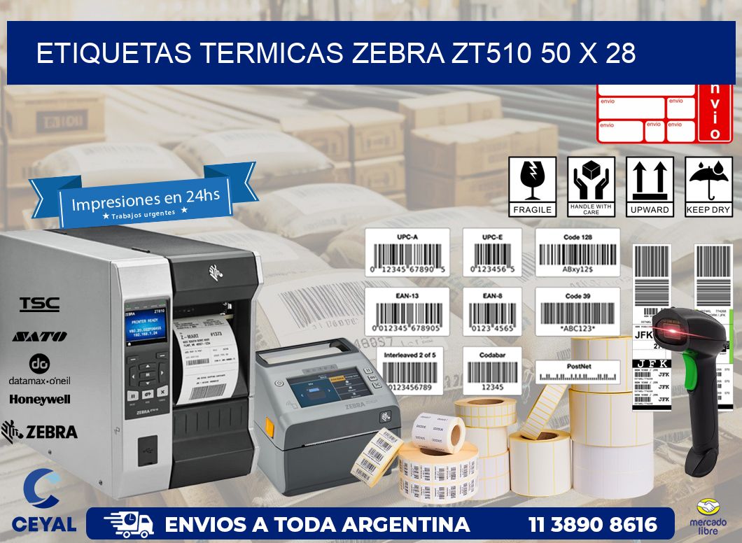 ETIQUETAS TERMICAS ZEBRA ZT510 50 x 28