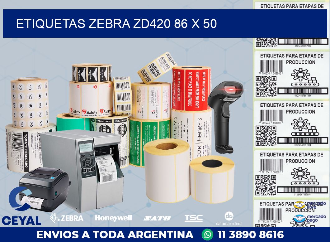 ETIQUETAS Zebra ZD420 86 x 50
