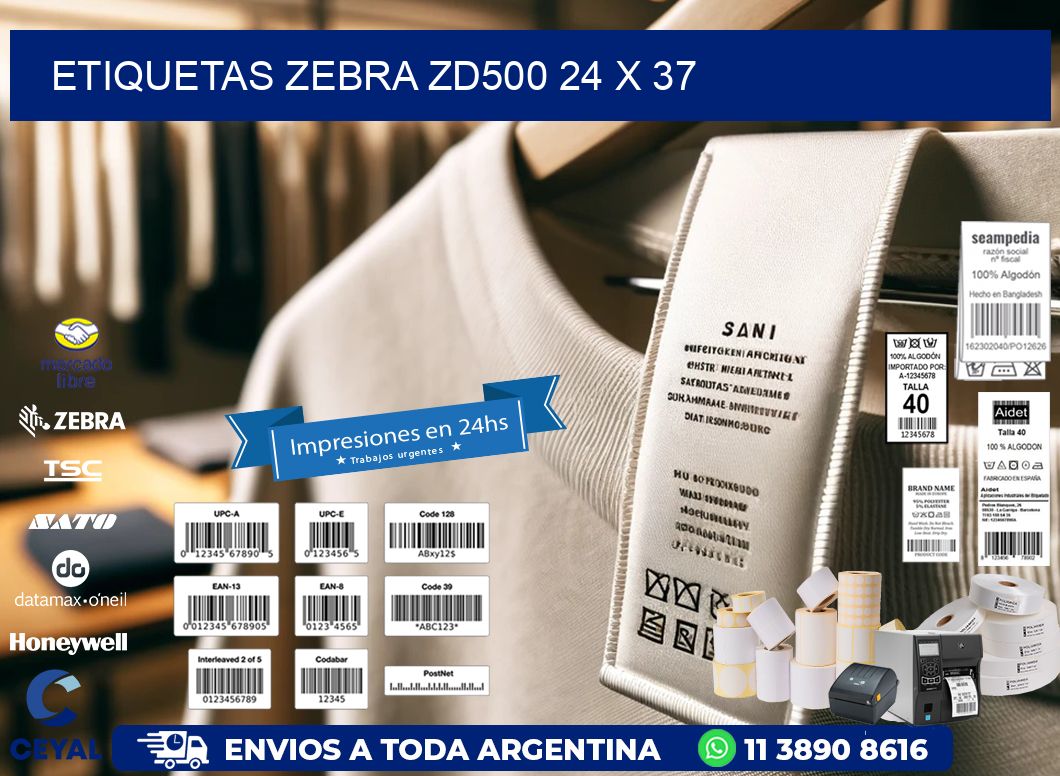 ETIQUETAS Zebra ZD500 24 x 37