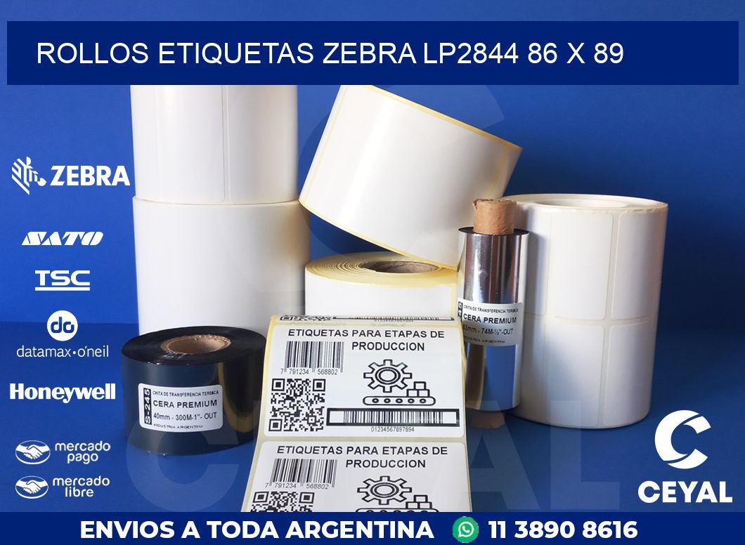 ROLLOS ETIQUETAS Zebra LP2844 86 x 89