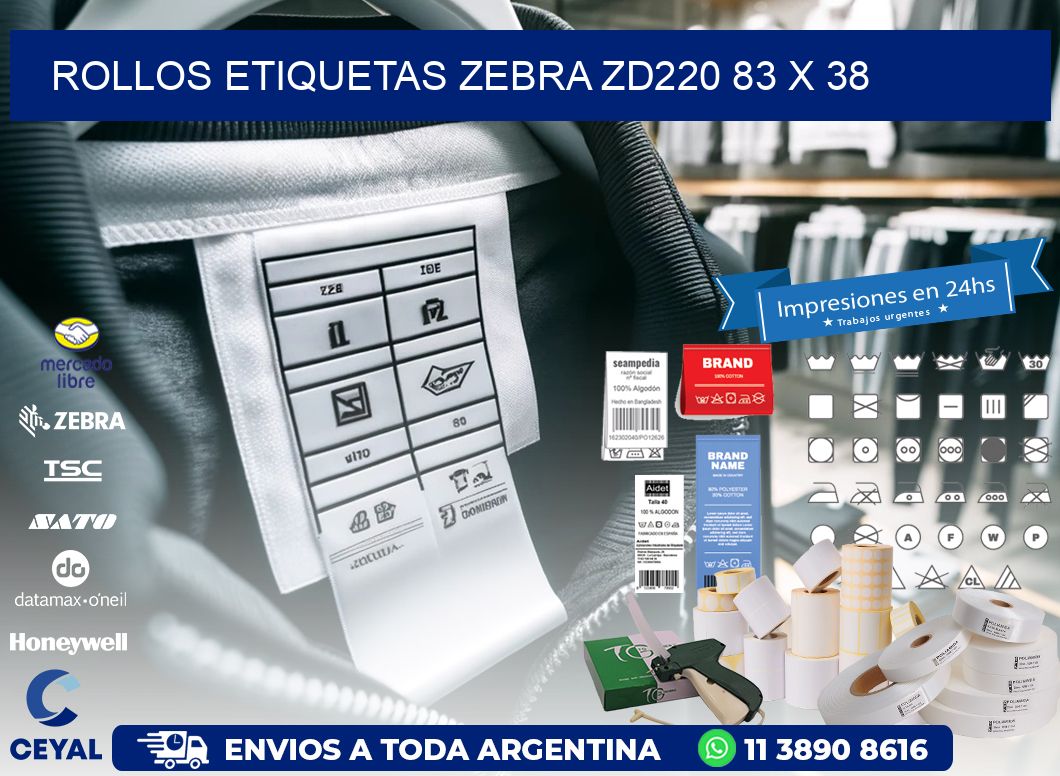 ROLLOS ETIQUETAS Zebra ZD220 83 x 38