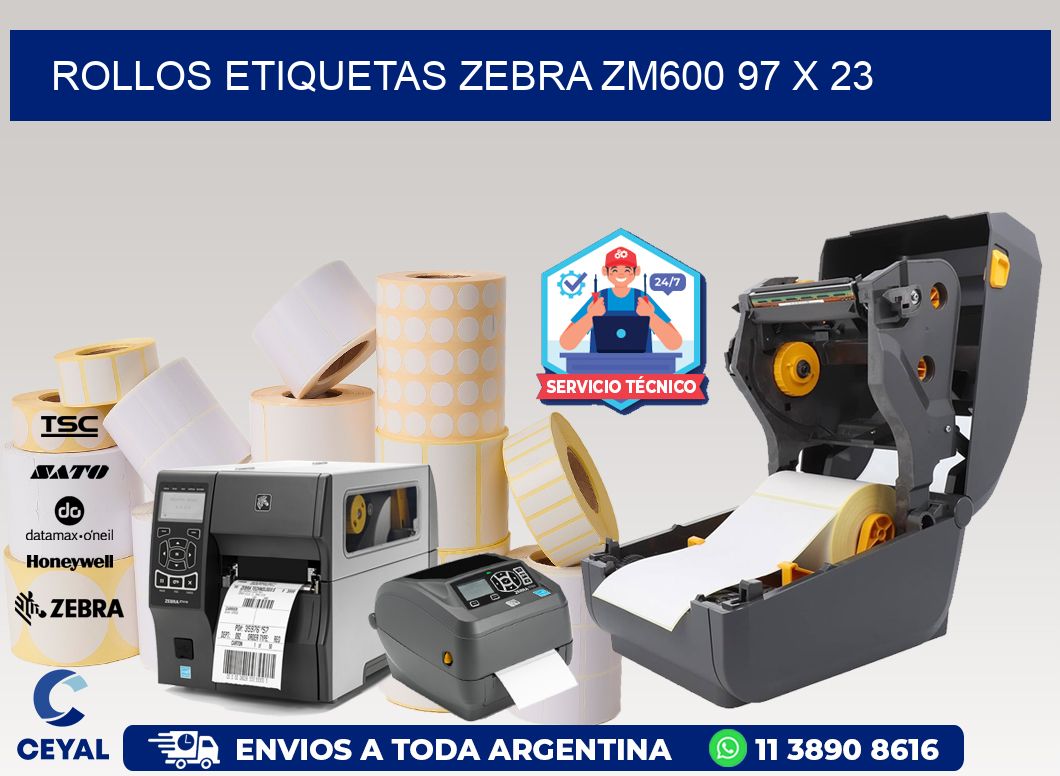 ROLLOS ETIQUETAS Zebra ZM600 97 x 23