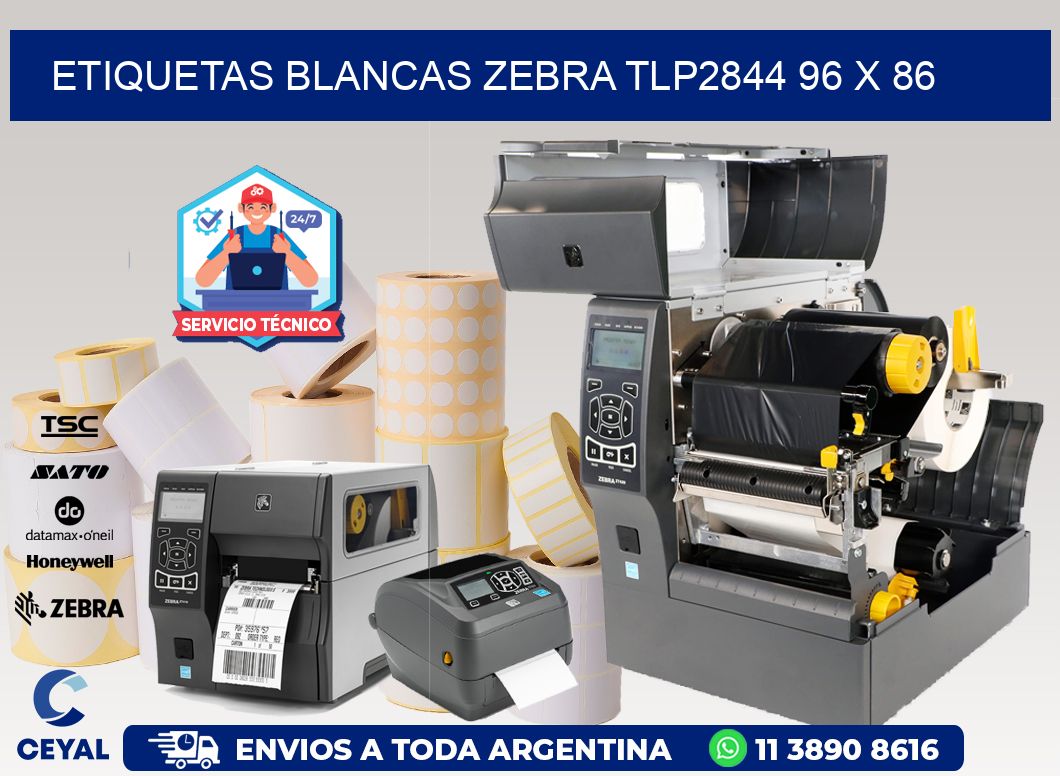 ETIQUETAS BLANCAS ZEBRA TLP2844 96 x 86