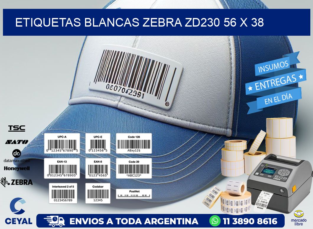 ETIQUETAS BLANCAS ZEBRA ZD230 56 x 38