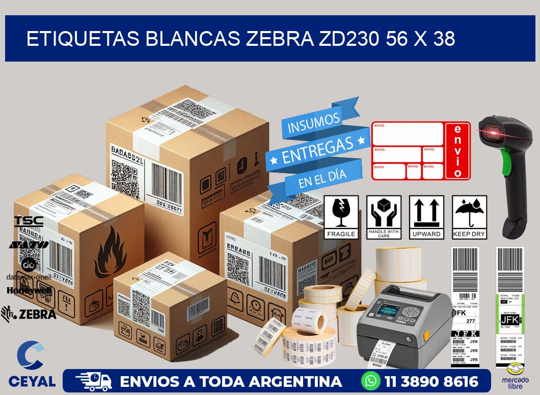 ETIQUETAS BLANCAS ZEBRA ZD230 56 x 38