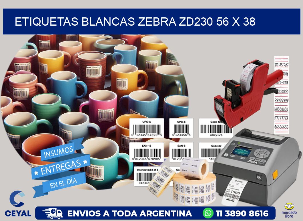 ETIQUETAS BLANCAS ZEBRA ZD230 56 x 38
