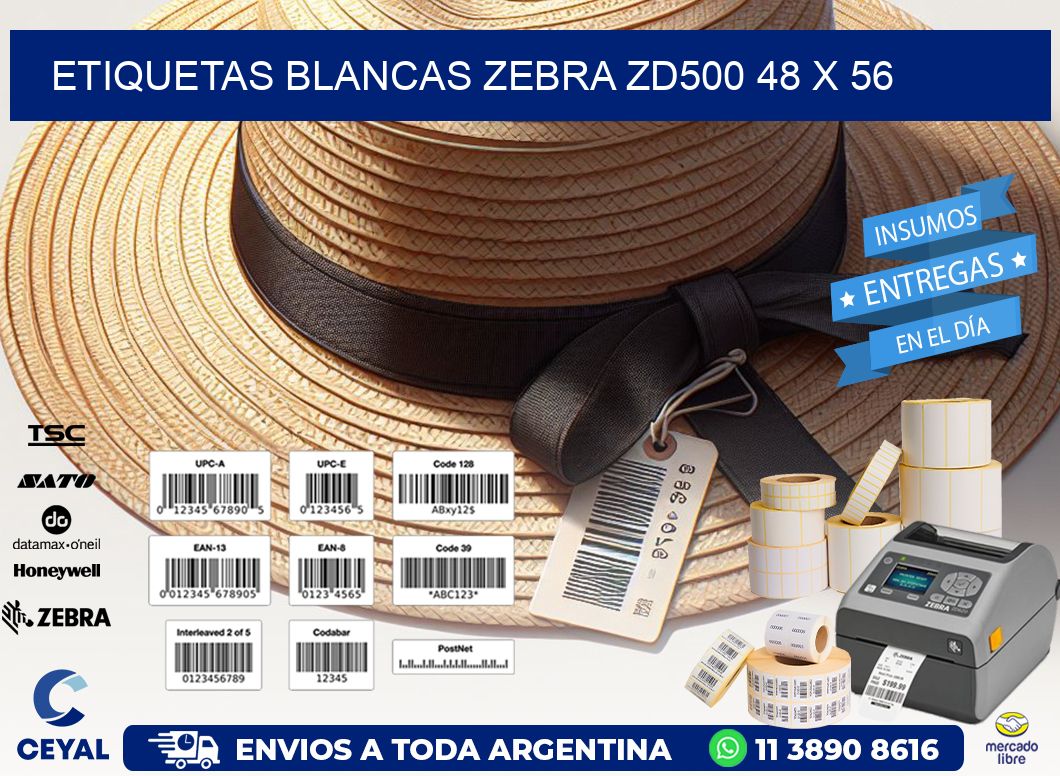 ETIQUETAS BLANCAS ZEBRA ZD500 48 x 56