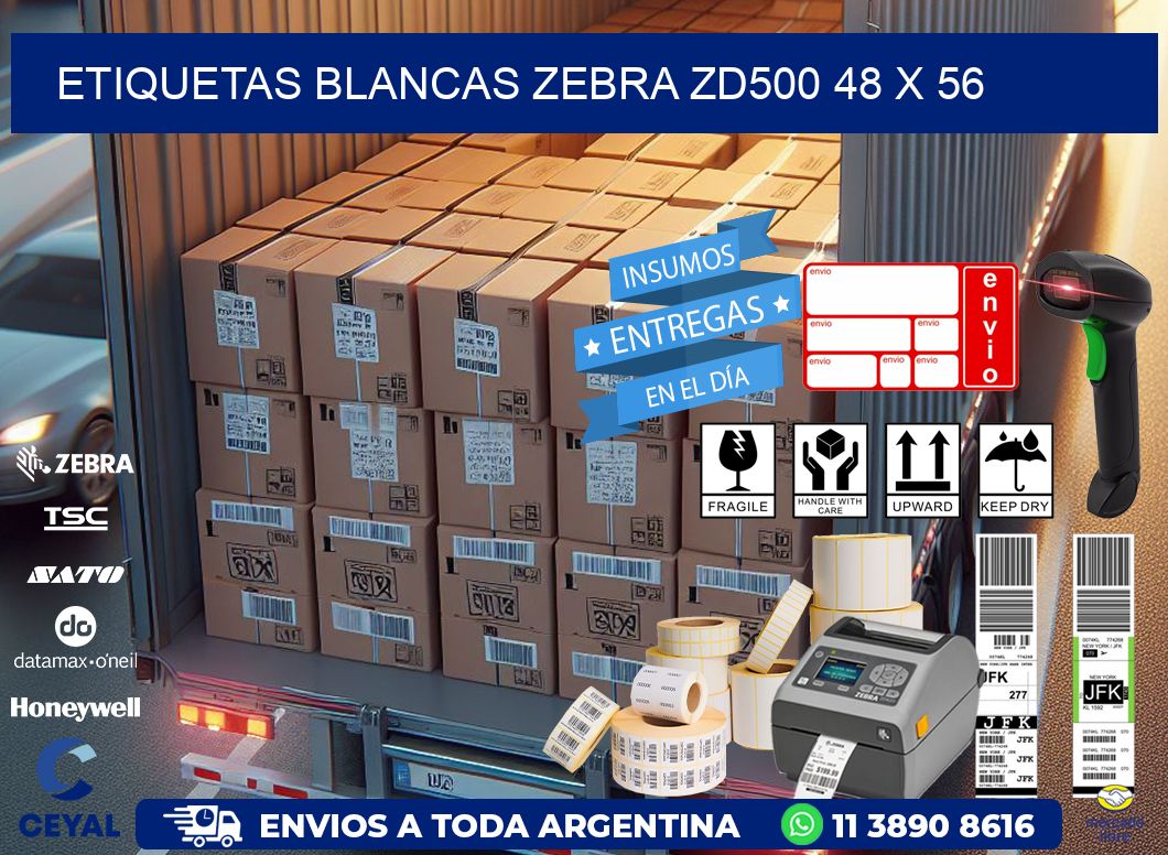ETIQUETAS BLANCAS ZEBRA ZD500 48 x 56
