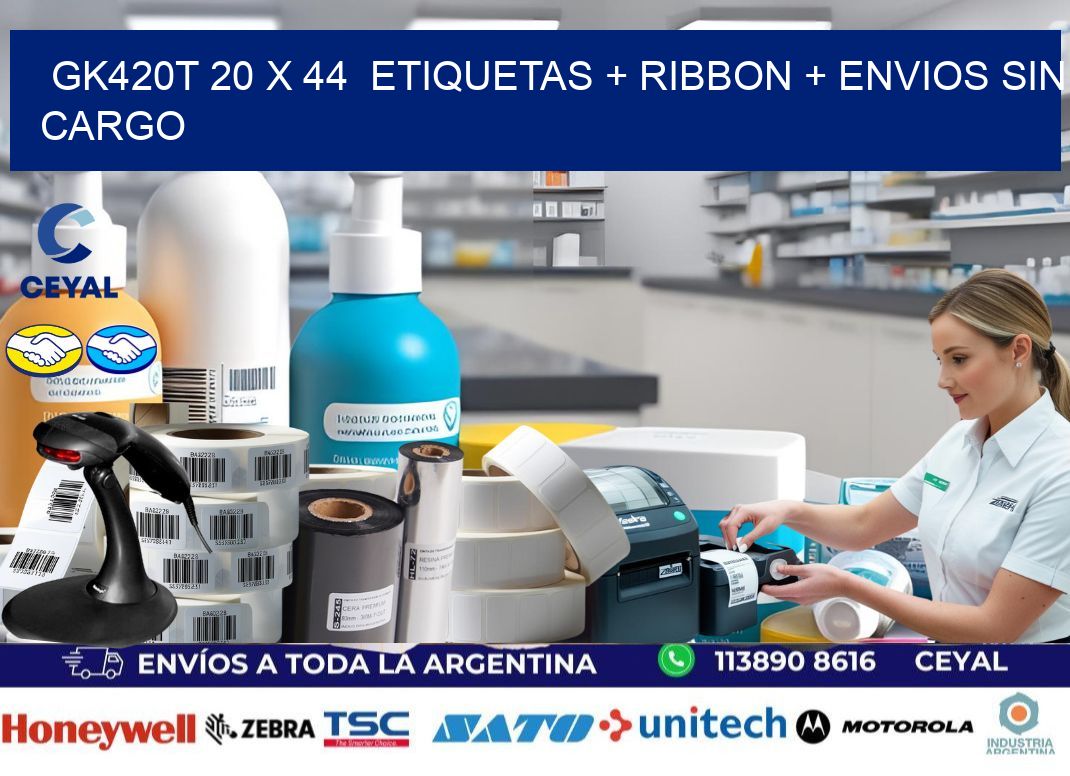 GK420T 20 x 44  etiquetas + ribbon + envios sin cargo