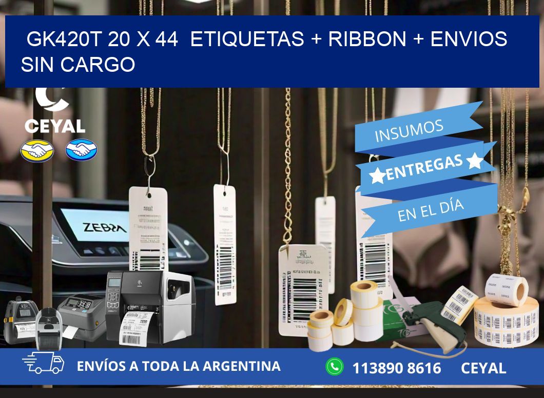 GK420T 20 x 44  etiquetas + ribbon + envios sin cargo