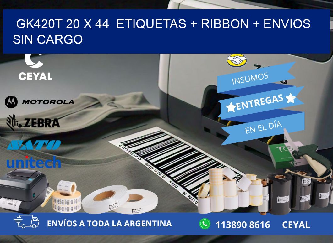 GK420T 20 x 44  etiquetas + ribbon + envios sin cargo