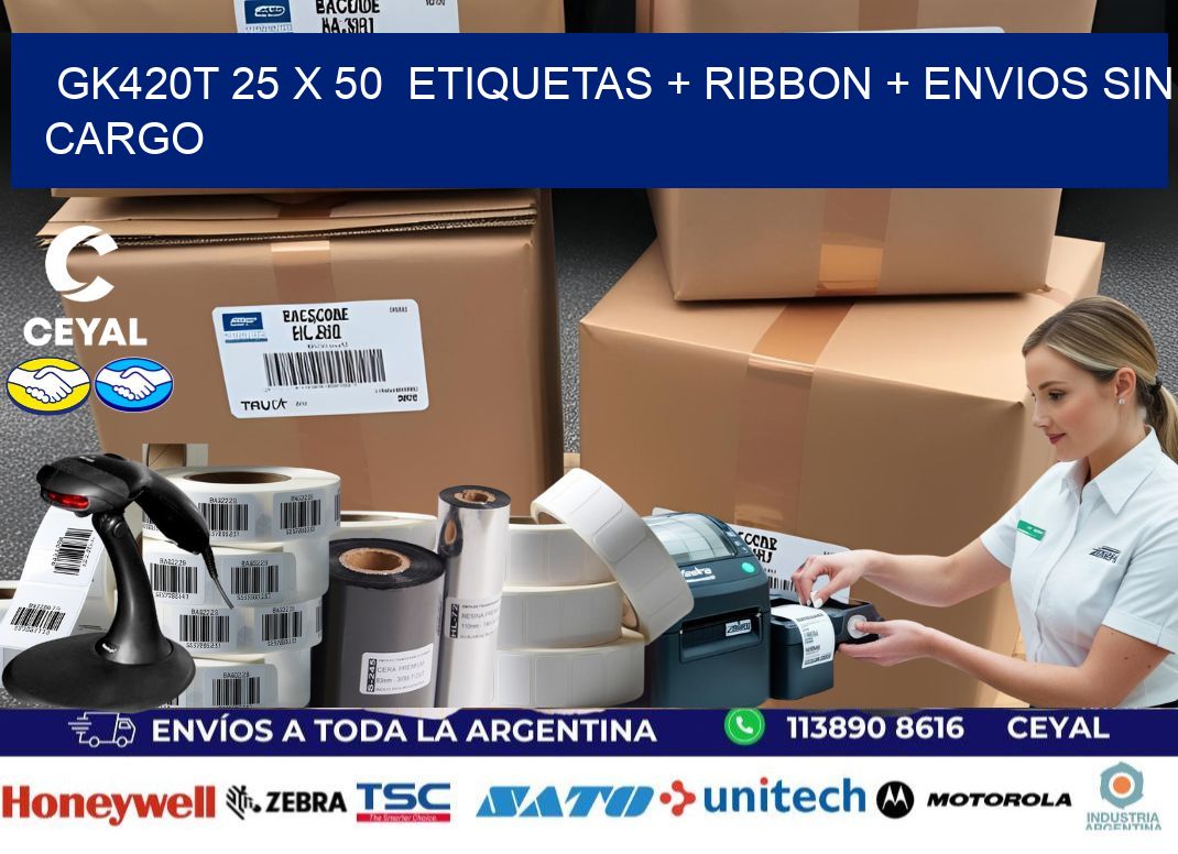 GK420T 25 x 50  etiquetas + ribbon + envios sin cargo