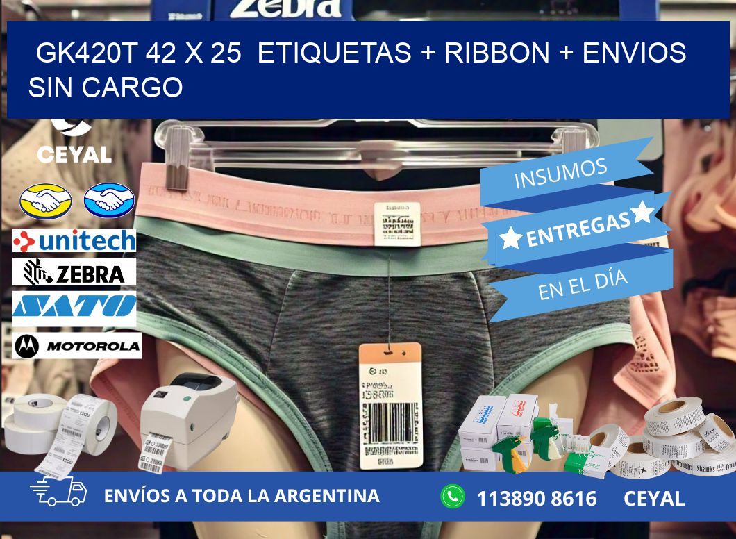 GK420T 42 x 25  etiquetas + ribbon + envios sin cargo