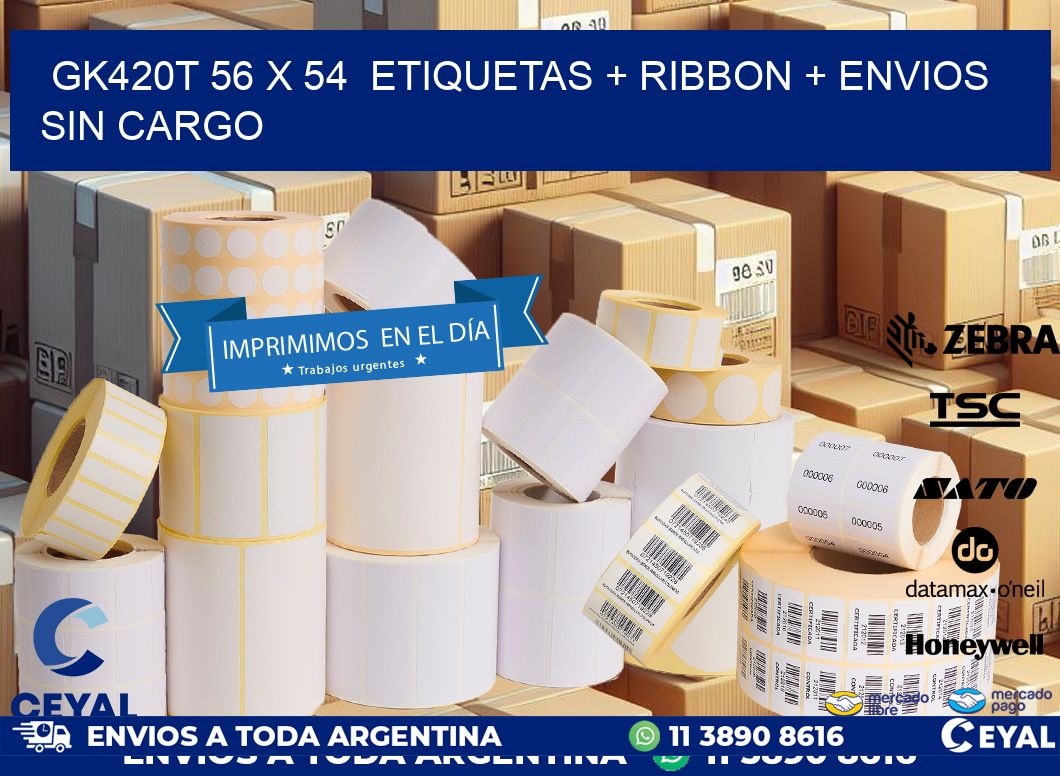 GK420T 56 x 54  etiquetas + ribbon + envios sin cargo