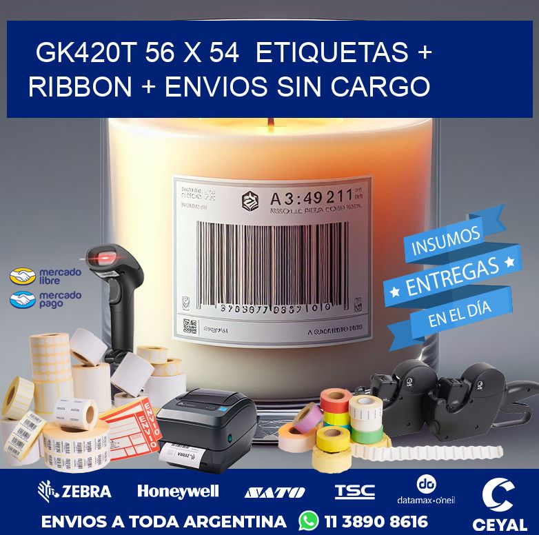 GK420T 56 x 54  etiquetas + ribbon + envios sin cargo