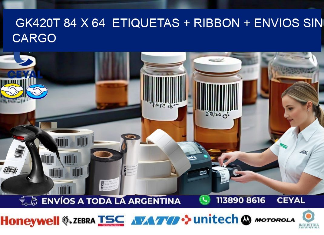 GK420T 84 x 64  etiquetas + ribbon + envios sin cargo