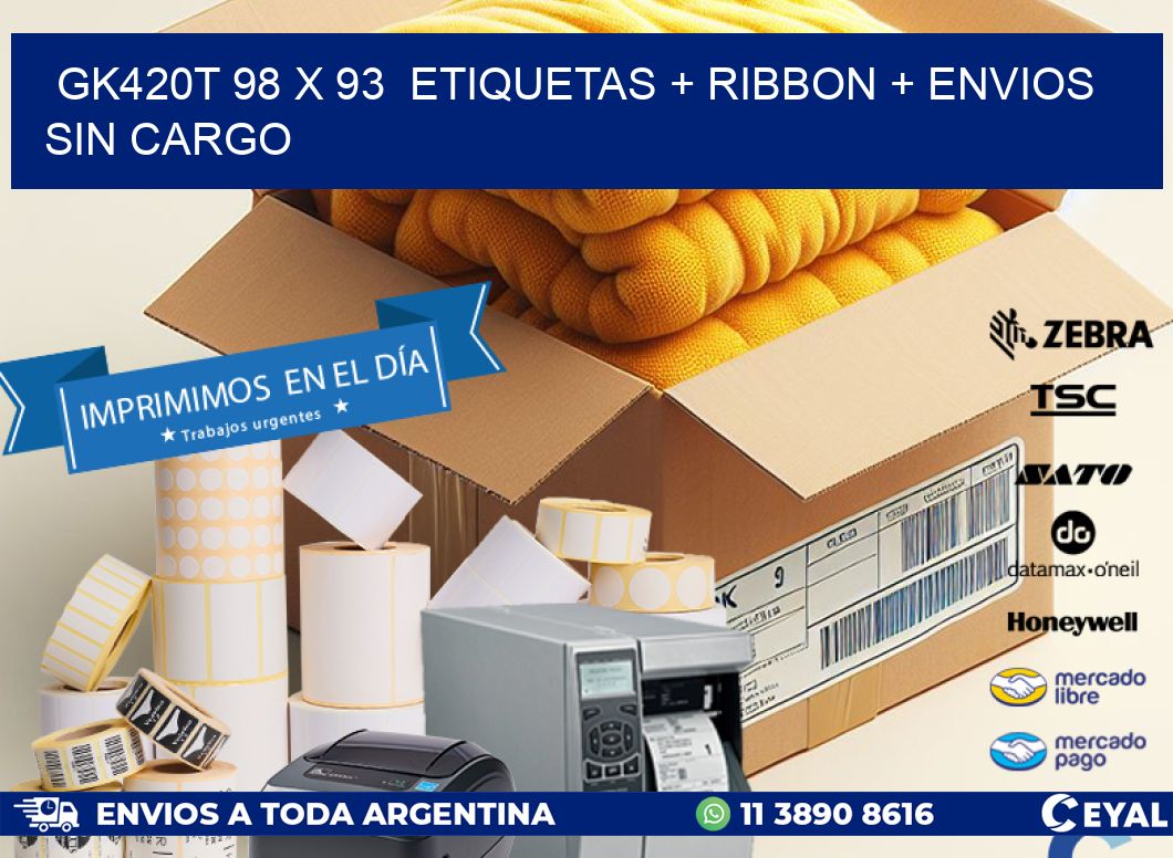GK420T 98 x 93  etiquetas + ribbon + envios sin cargo