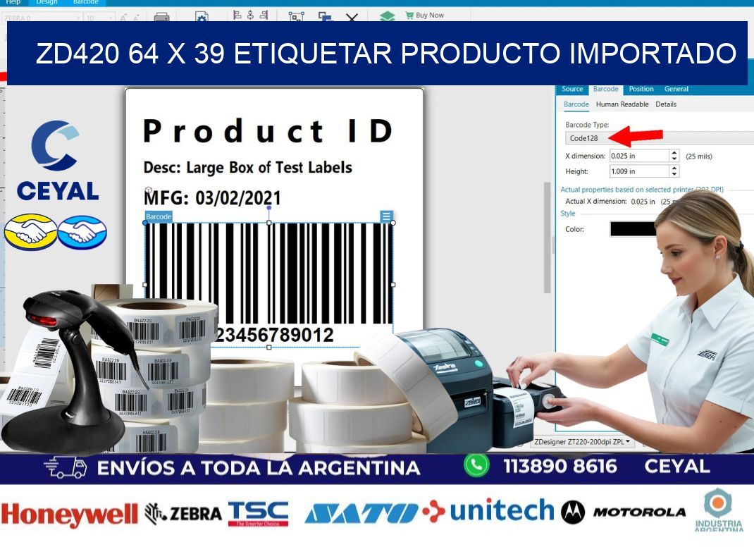 ZD420 64 x 39 ETIQUETAR PRODUCTO IMPORTADO
