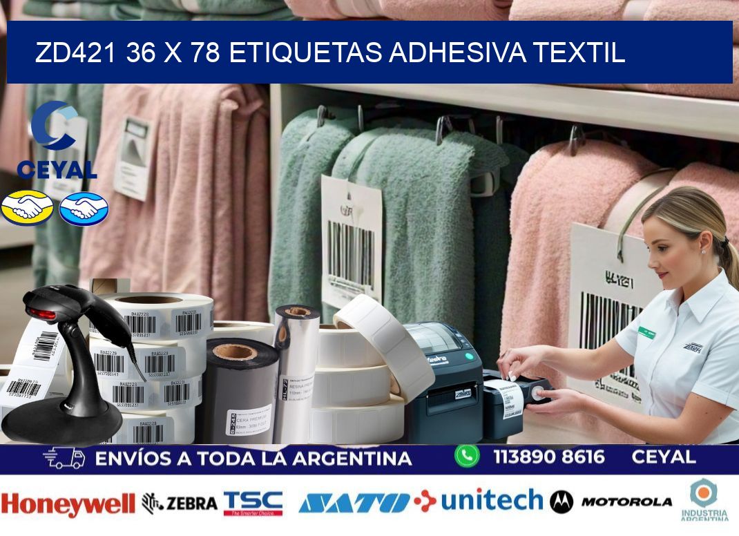 ZD421 36 x 78 ETIQUETAS ADHESIVA TEXTIL
