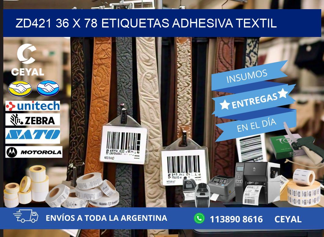 ZD421 36 x 78 ETIQUETAS ADHESIVA TEXTIL