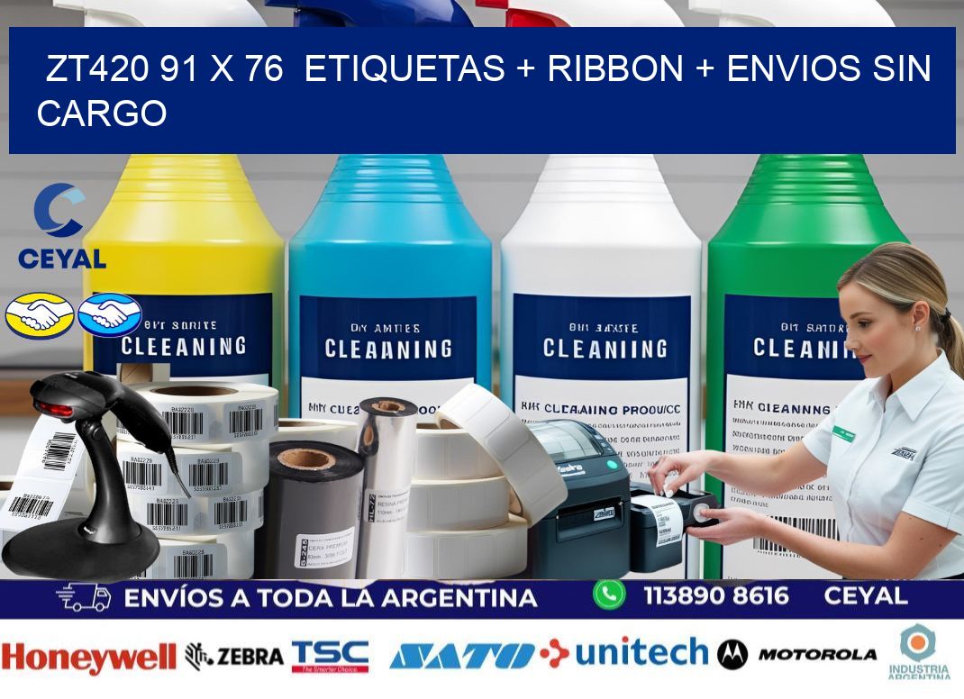 ZT420 91 x 76  etiquetas + ribbon + envios sin cargo