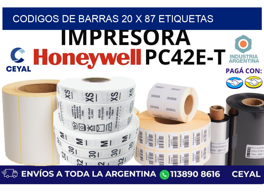 codigos de barras 20 x 87 etiquetas