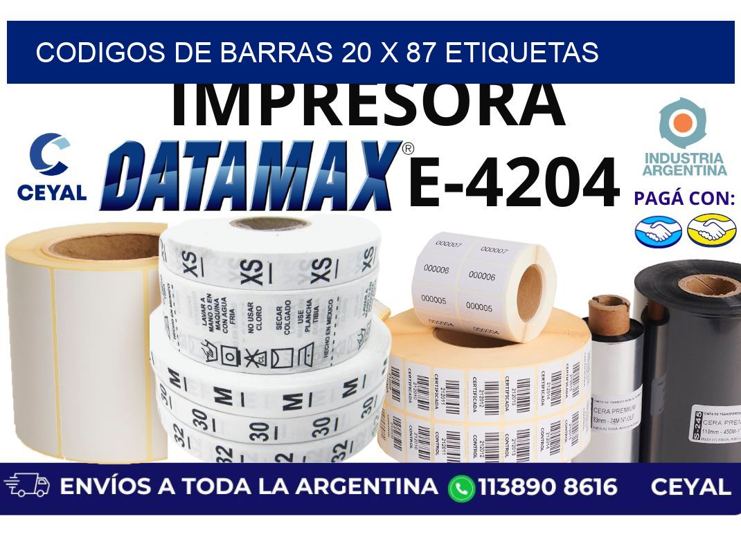 codigos de barras 20 x 87 etiquetas